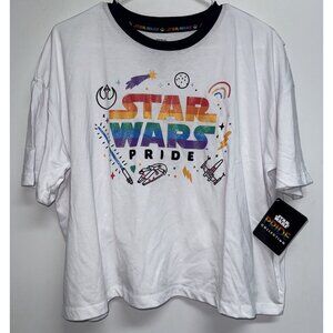 Disney Parks Star Wars Pride Collection Shirt Womens Large Crop Tee White NEW